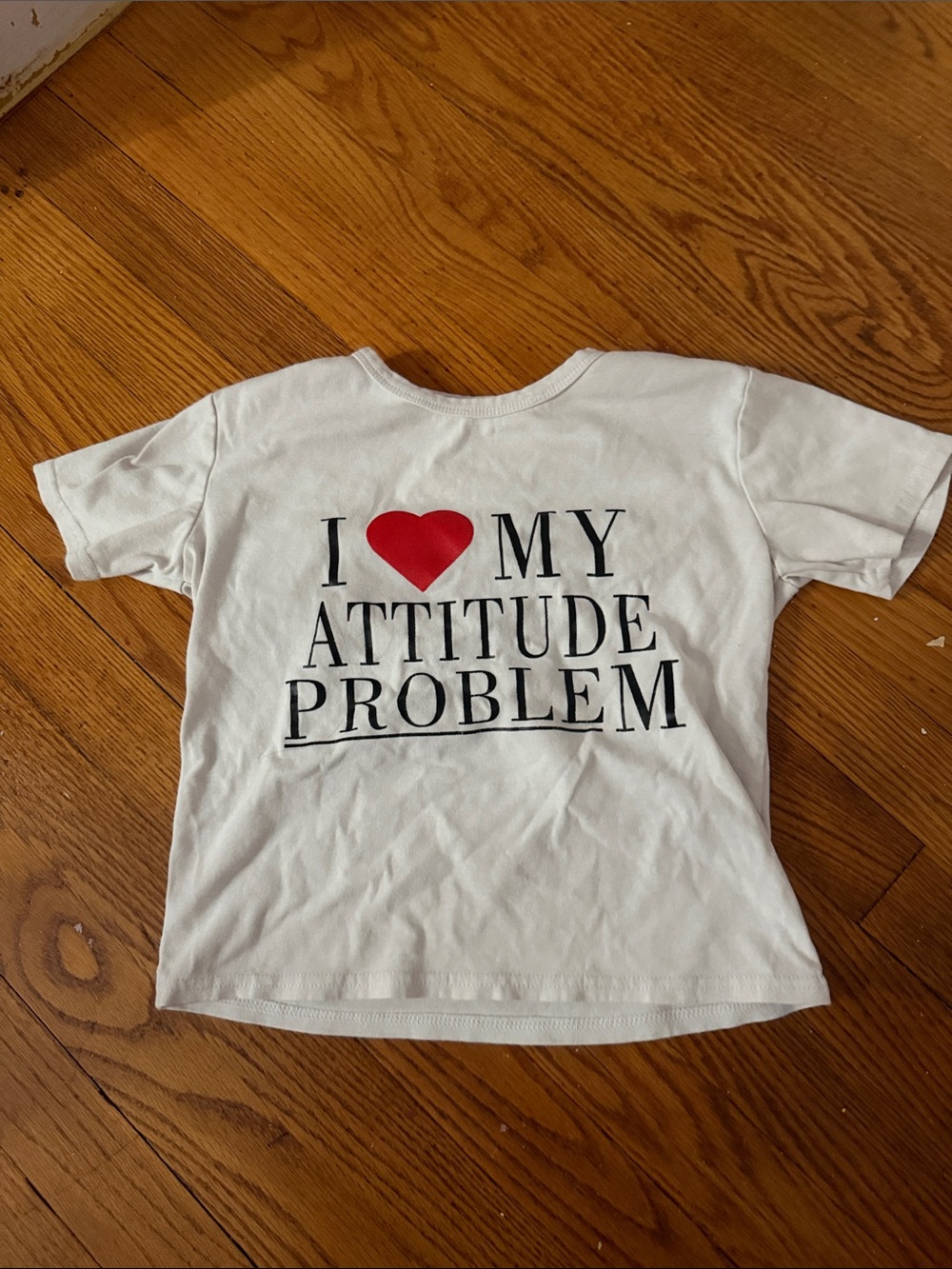 I Love My Attitude Problem Short Sleeve Tee - White with Red Heart